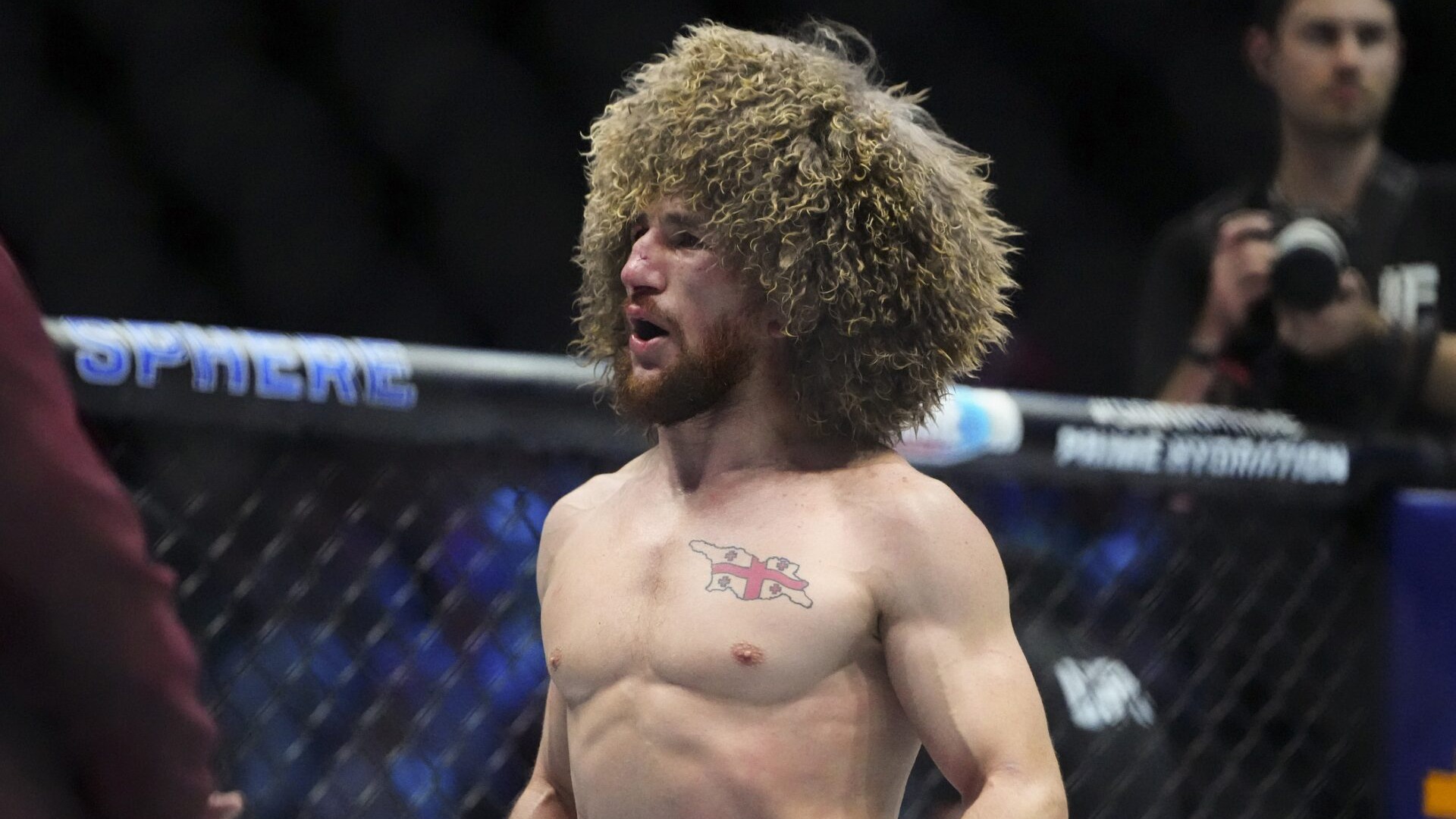 Мераб Двалишвили после победы над Умаром Нурмагомедовым на UFC 311