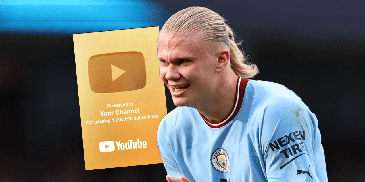 Холанд получил «золотую кнопку» YouTube: нападающий «Ман Сити» стал миллионником всего за месяц