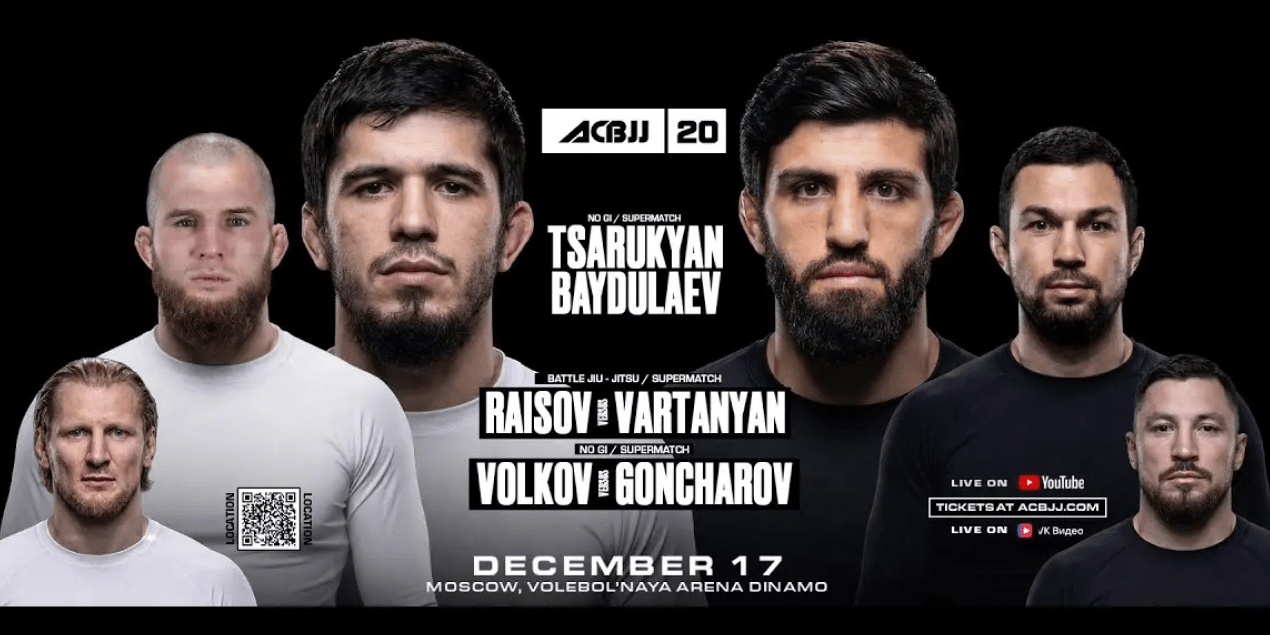 ACBJJ 20 в Москве: Царукян vs Байдулаев, Волков vs Гончаров. Полный кард, дата, время и где смотреть трансляцию 17 декабря